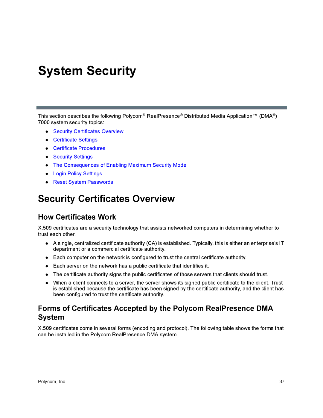 Polycom 7000 manual Security Certificates Overview, How Certificates Work 