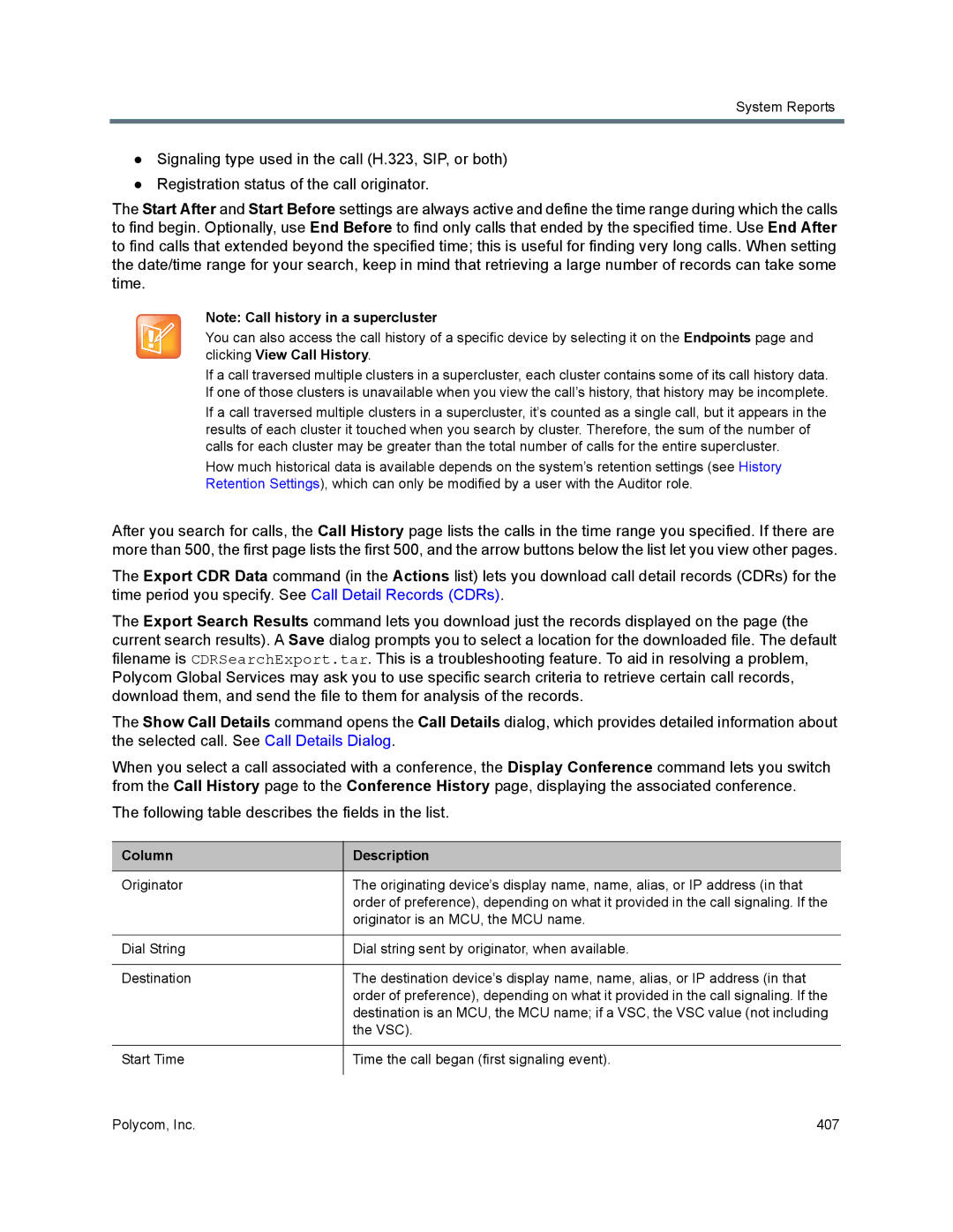 Polycom 7000 manual System Reports 