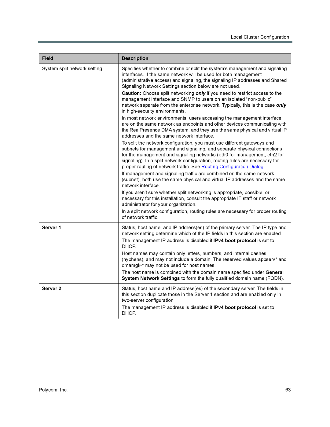 Polycom 7000 manual Server, Dhcp 