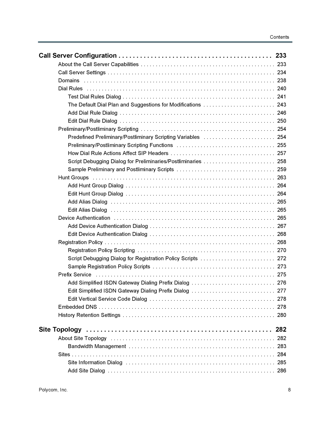 Polycom 7000 manual Call Server Configuration, Site Topology 