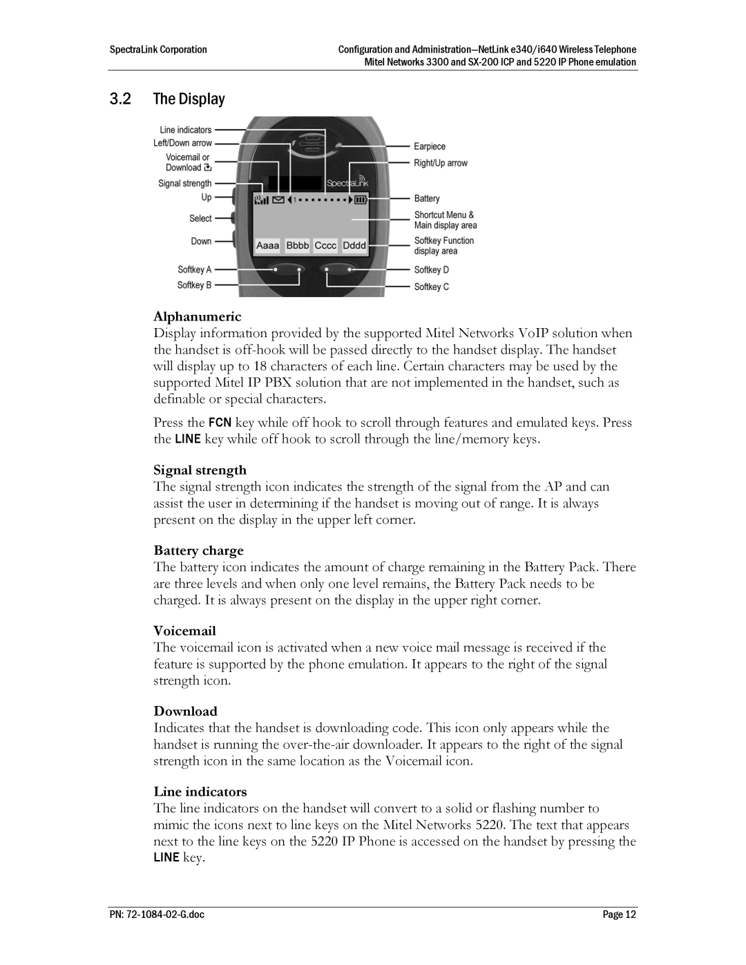 Polycom 72-1084-02, SX-200 ICP, Mitel Networks 3300 manual Display 