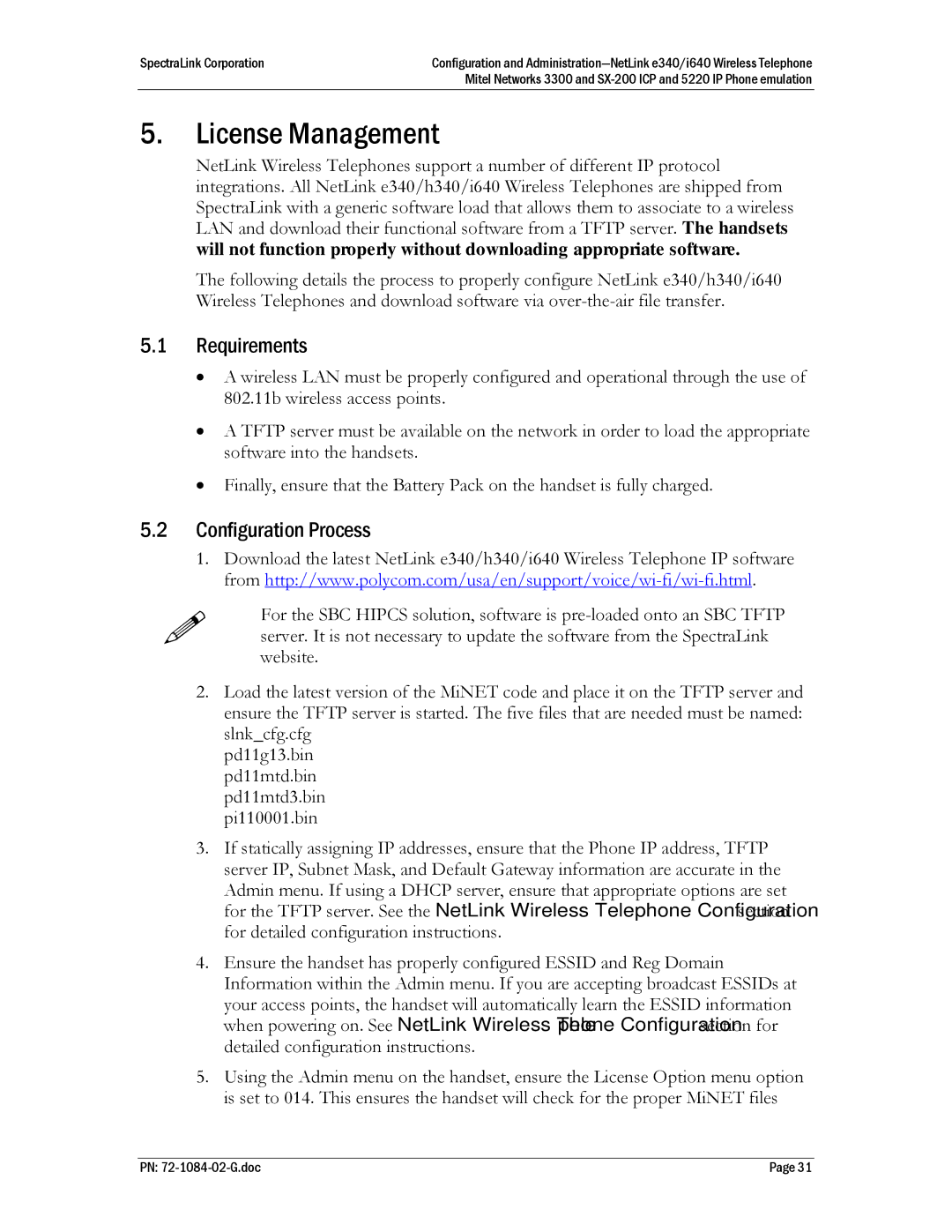 Polycom SX-200 ICP, 72-1084-02, Mitel Networks 3300 manual License Management, Requirements, Configuration Process 