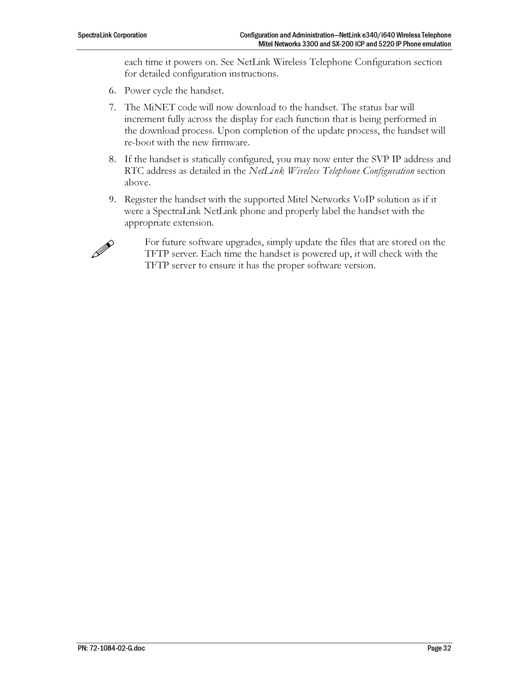 Polycom Mitel Networks 3300, 72-1084-02, SX-200 ICP manual SpectraLink Corporation 