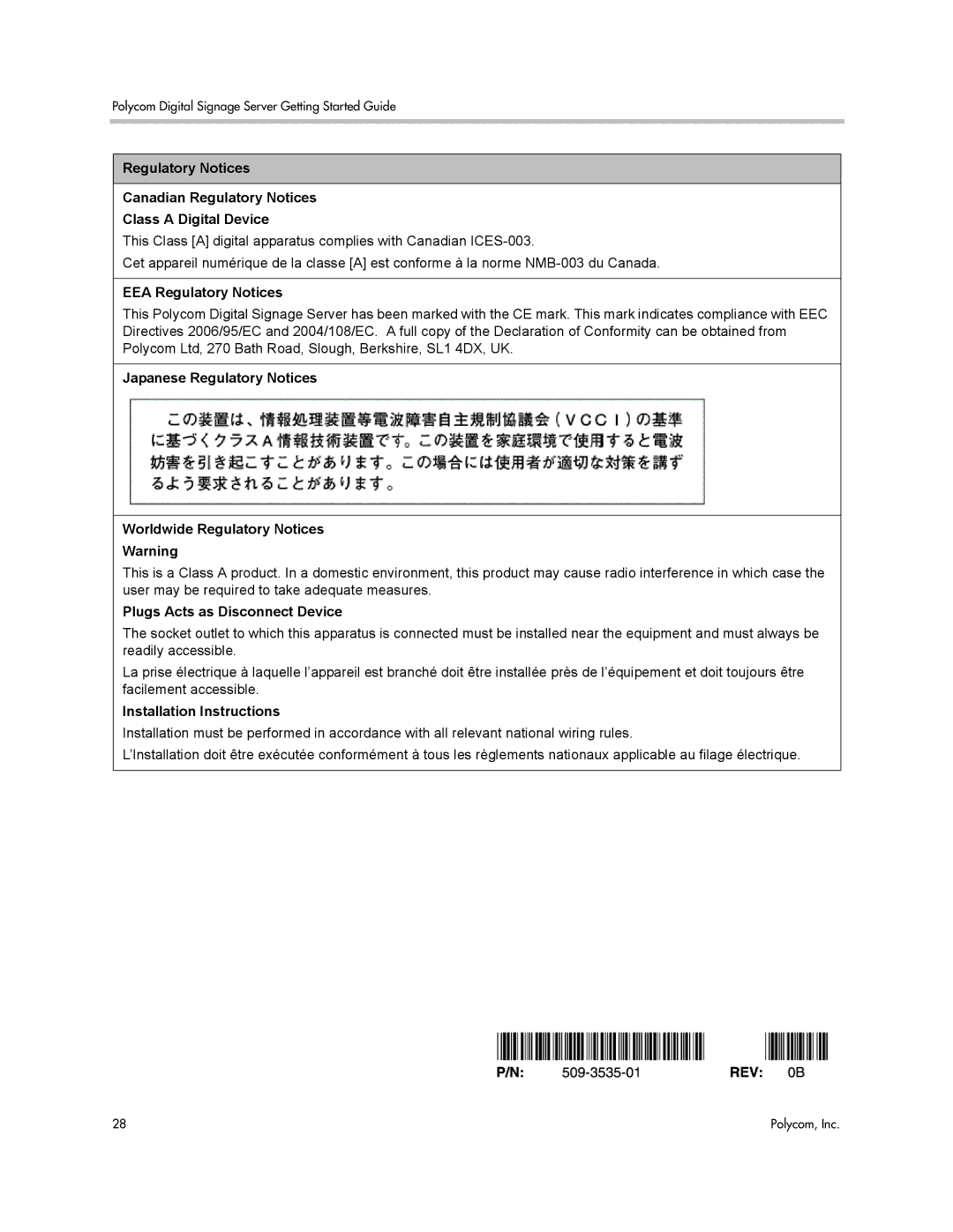 Polycom 725-78600-002A2 manual Plugs Acts as Disconnect Device 