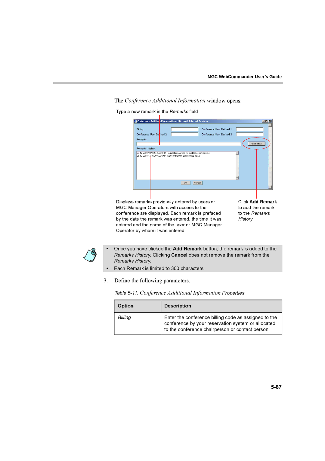 Polycom 8 manual Conference Additional Information window opens, 11Conference Additional Information Properties 