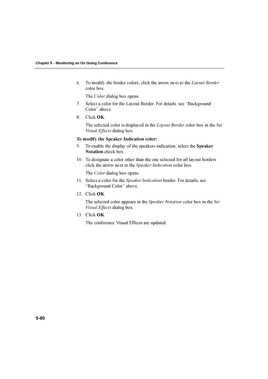 Polycom 8 manual To modify the Speaker Indication color 