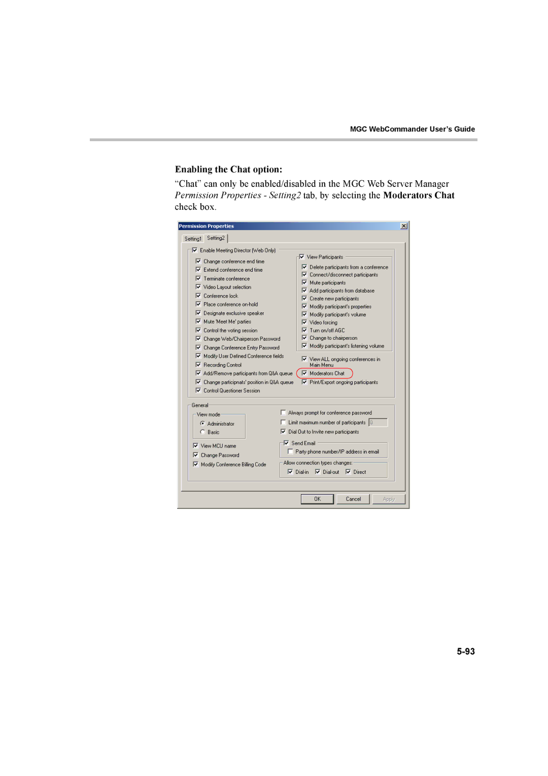 Polycom 8 manual Enabling the Chat option 