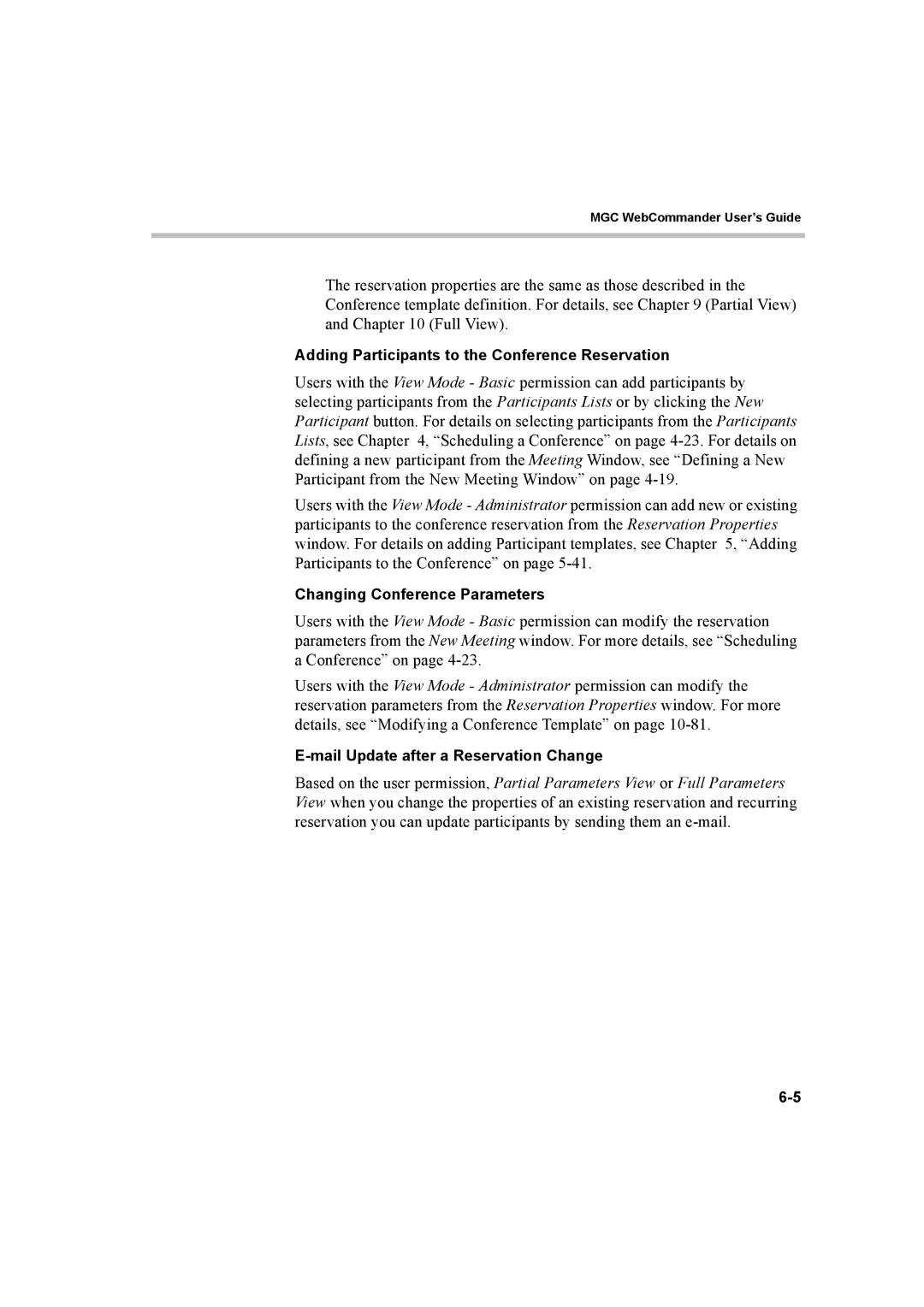 Polycom 8 manual Adding Participants to the Conference Reservation, Changing Conference Parameters 