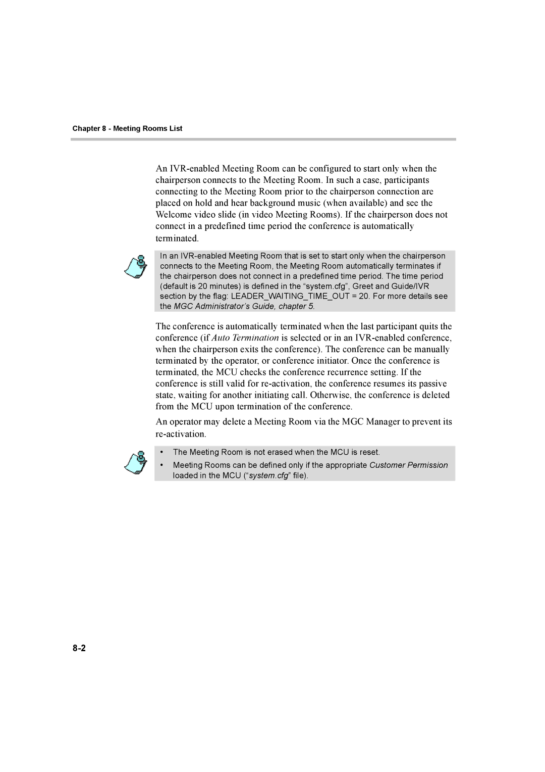 Polycom 8 manual Meeting Rooms List 