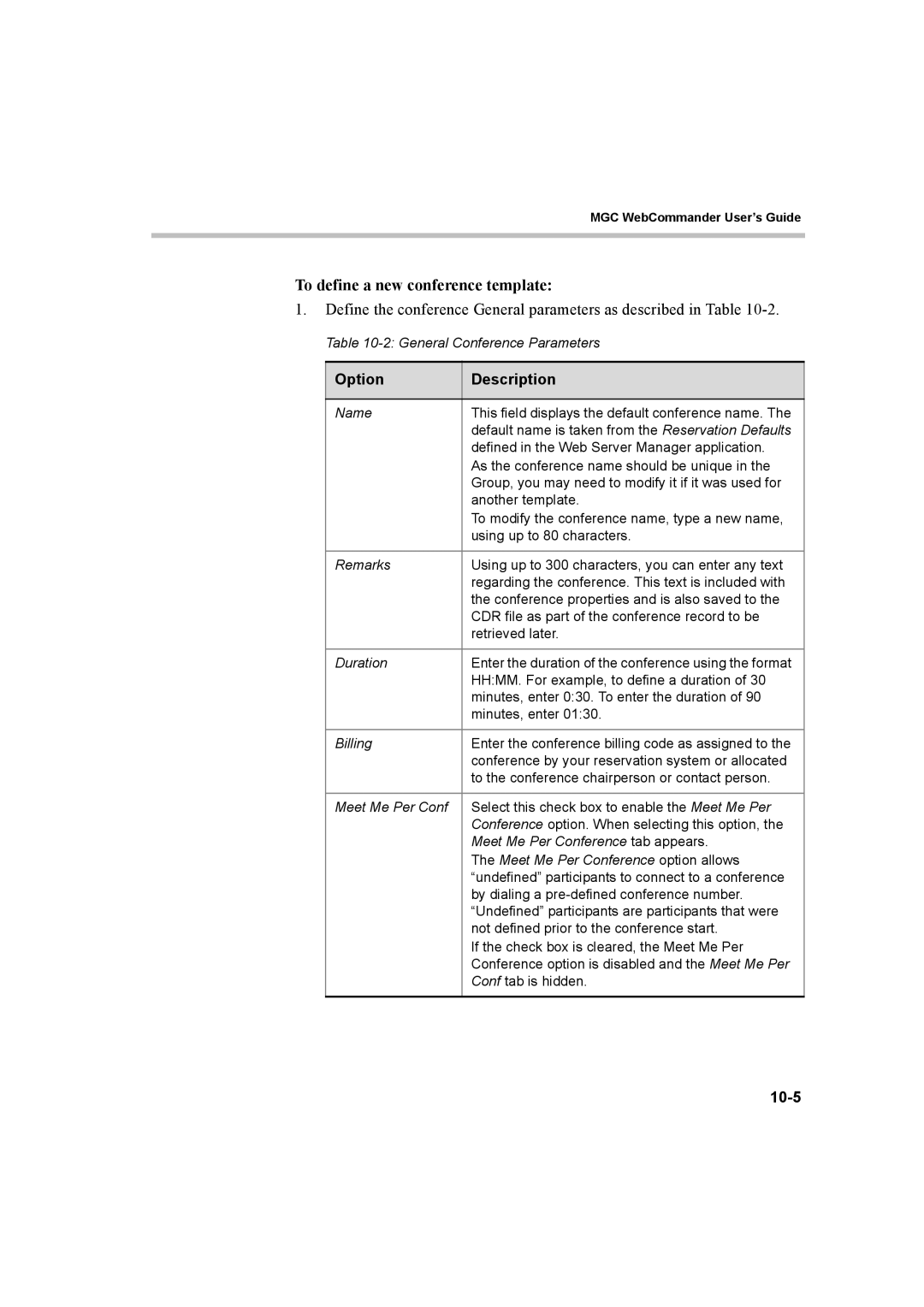 Polycom 8 manual To define a new conference template, 10-5 