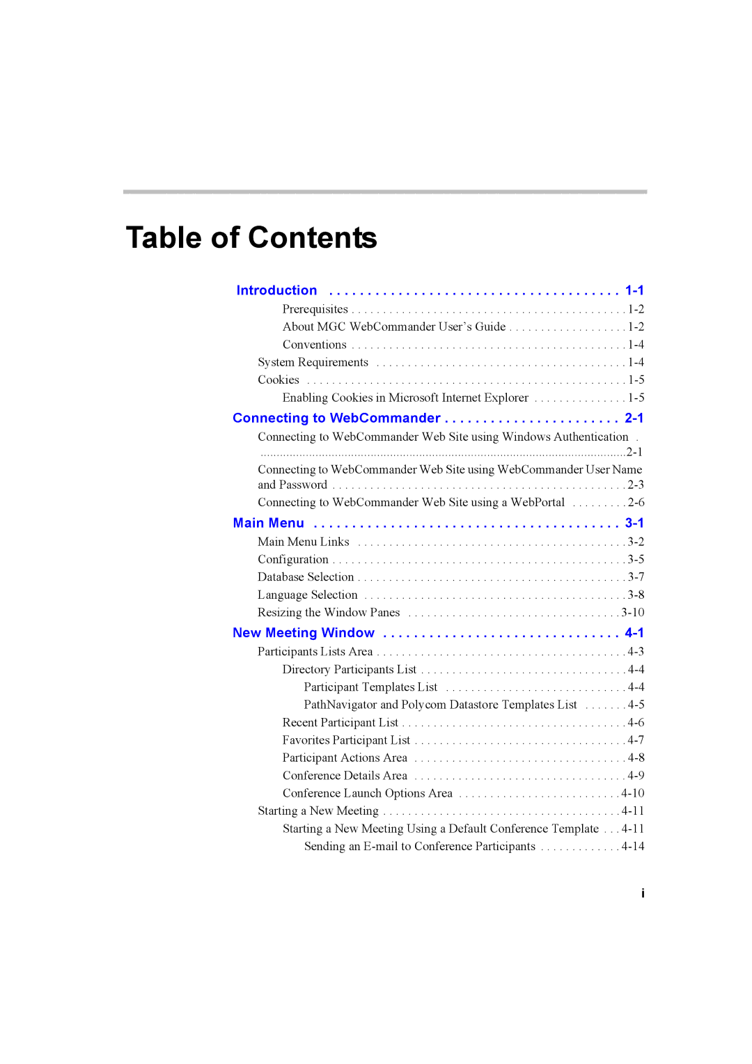 Polycom 8 manual Table of Contents 