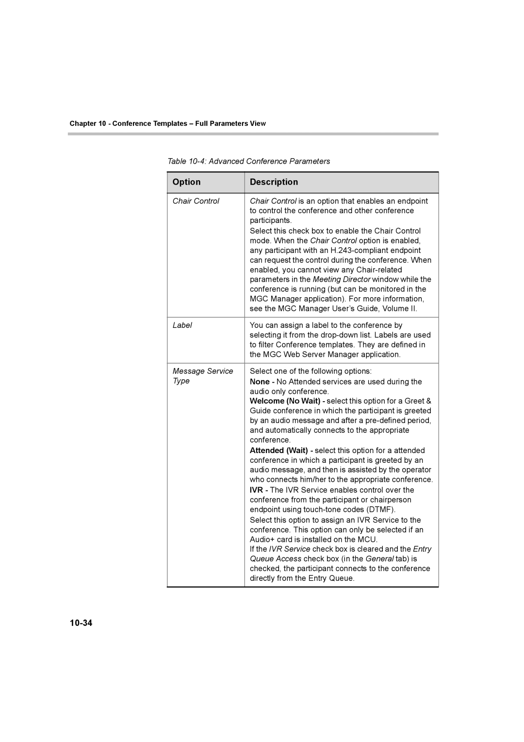 Polycom 8 manual 10-34, Conference in which a participant is greeted by an 