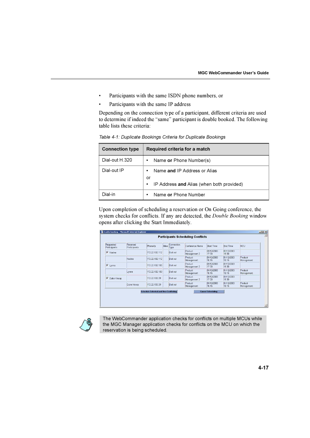 Polycom 8 manual Connection type Required criteria for a match 