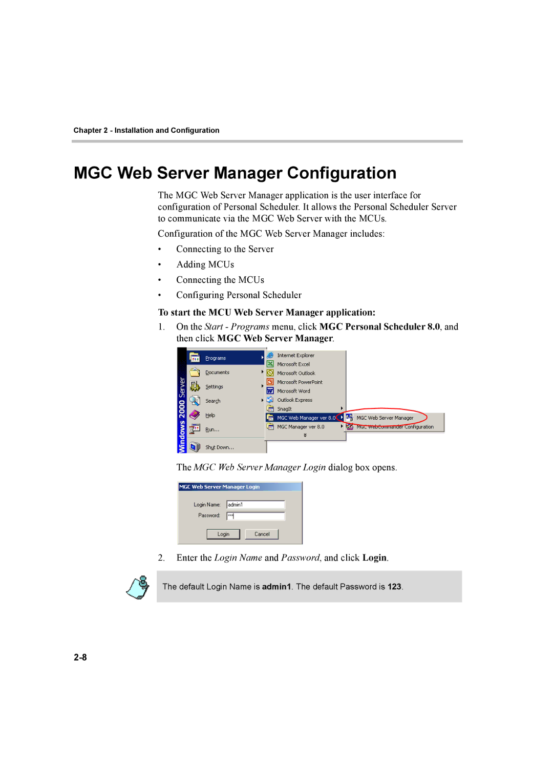 Polycom 8 quick start MGC Web Server Manager Configuration 