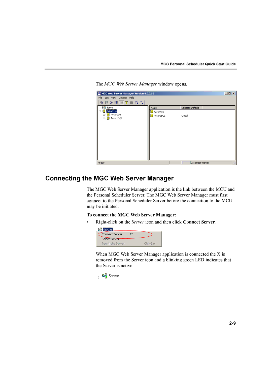 Polycom 8 quick start Connecting the MGC Web Server Manager, To connect the MGC Web Server Manager 