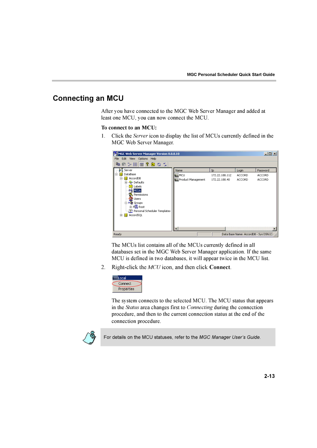 Polycom 8 quick start Connecting an MCU, To connect to an MCU 