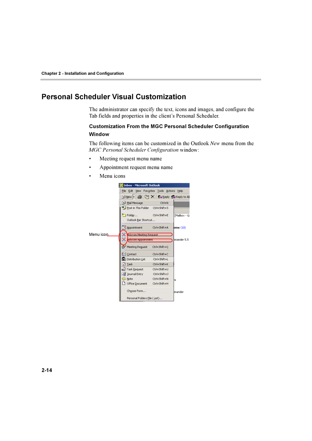 Polycom 8 quick start Personal Scheduler Visual Customization 