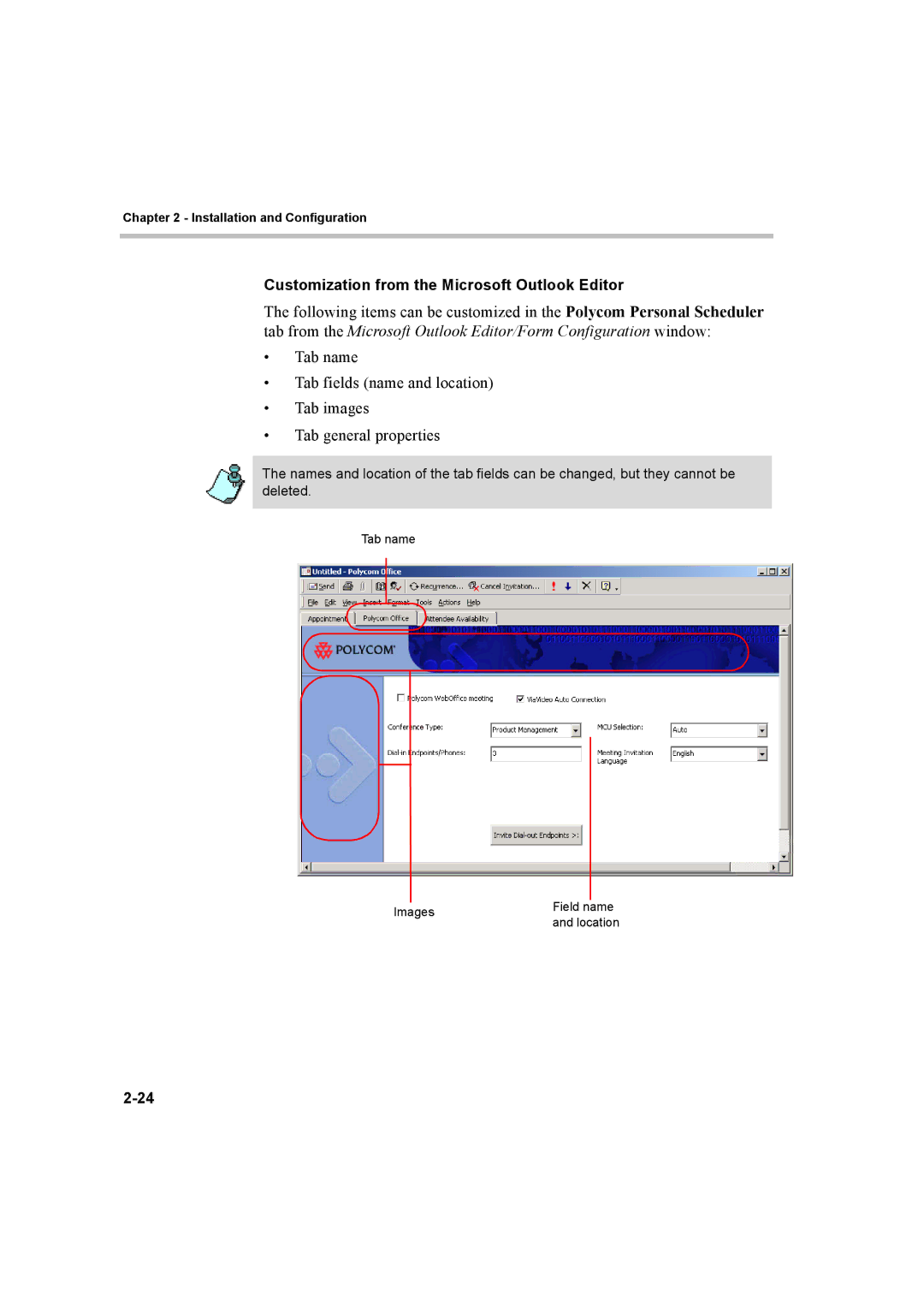 Polycom 8 quick start Customization from the Microsoft Outlook Editor 