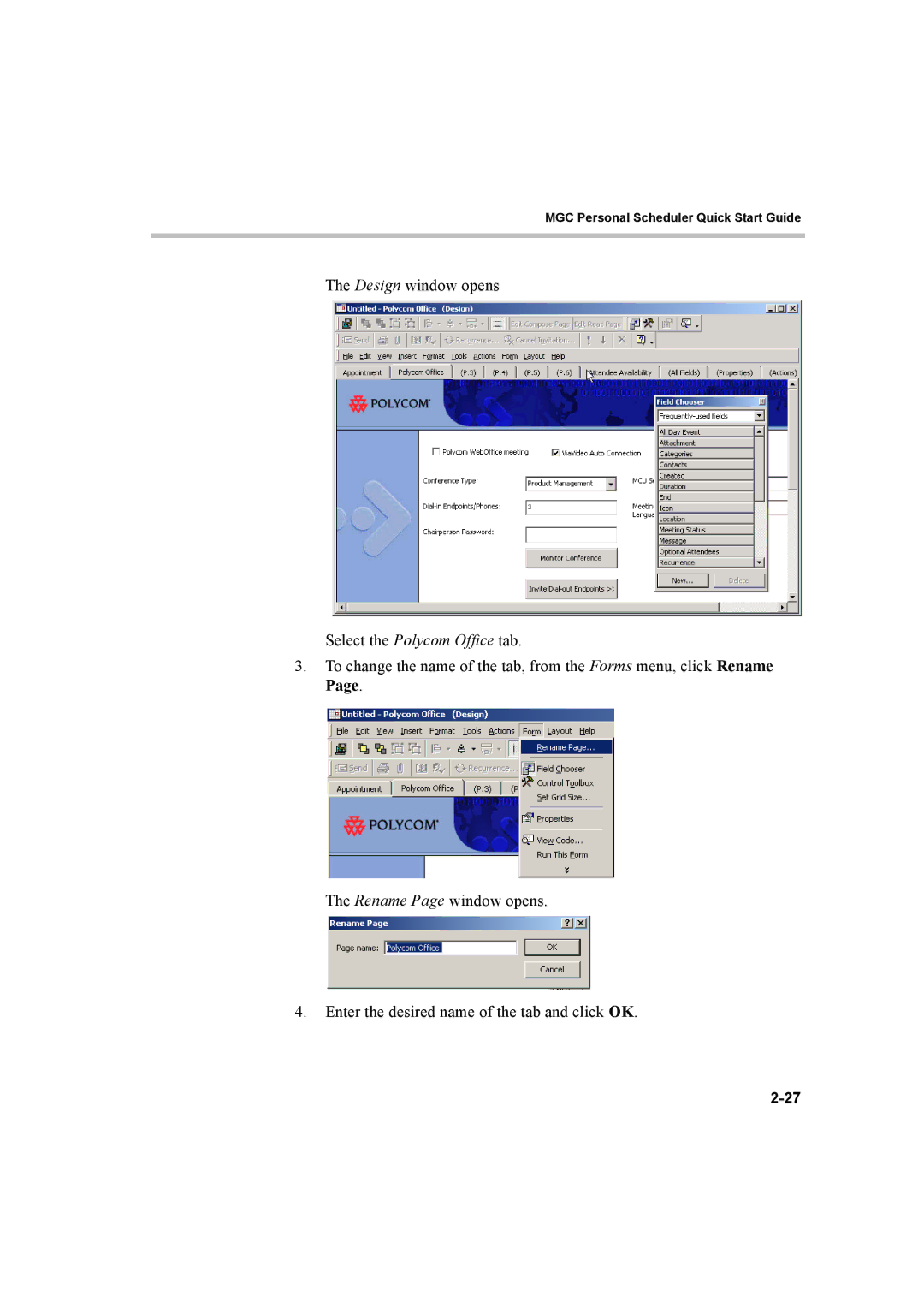 Polycom 8 quick start MGC Personal Scheduler Quick Start Guide 