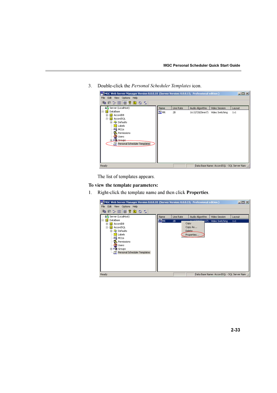 Polycom 8 quick start To view the template parameters 