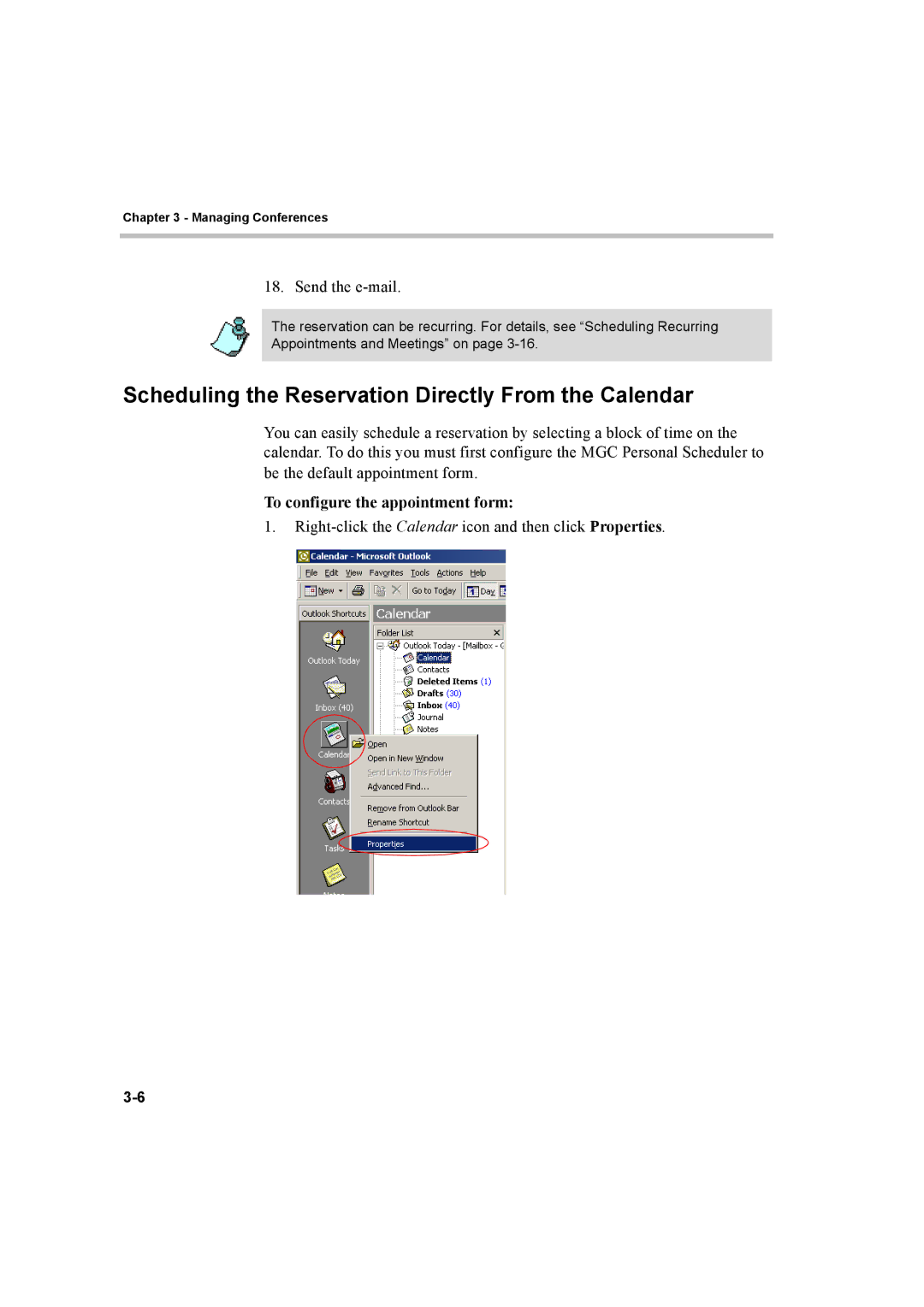 Polycom 8 quick start Scheduling the Reservation Directly From the Calendar, To configure the appointment form 