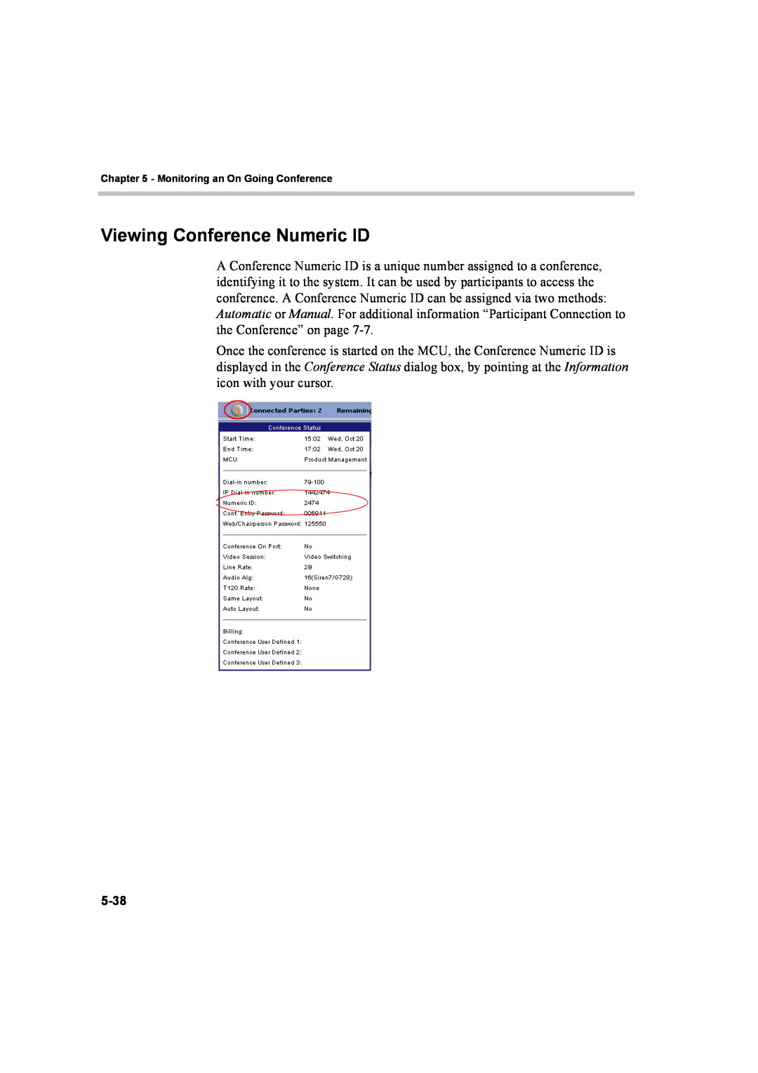 Polycom 8 manual Viewing Conference Numeric ID 