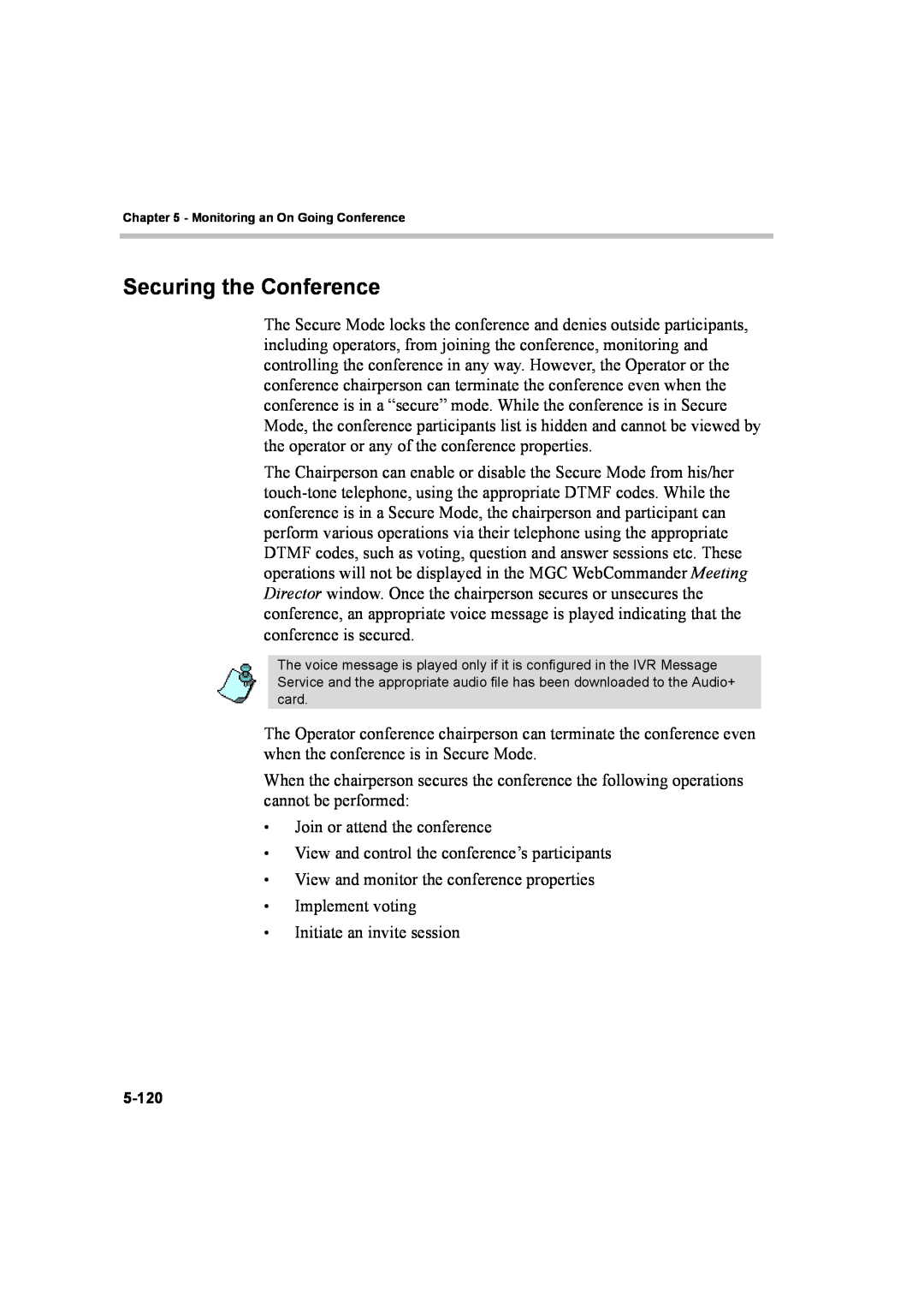 Polycom 8 manual Securing the Conference 
