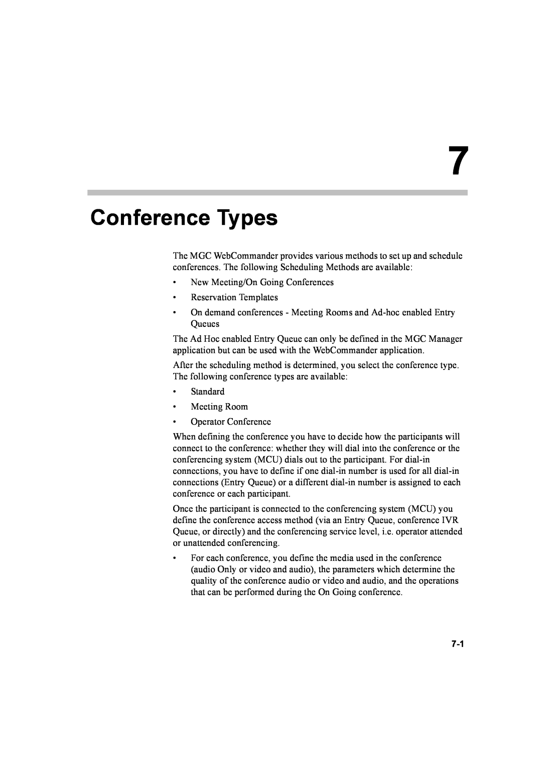 Polycom 8 manual Conference Types 