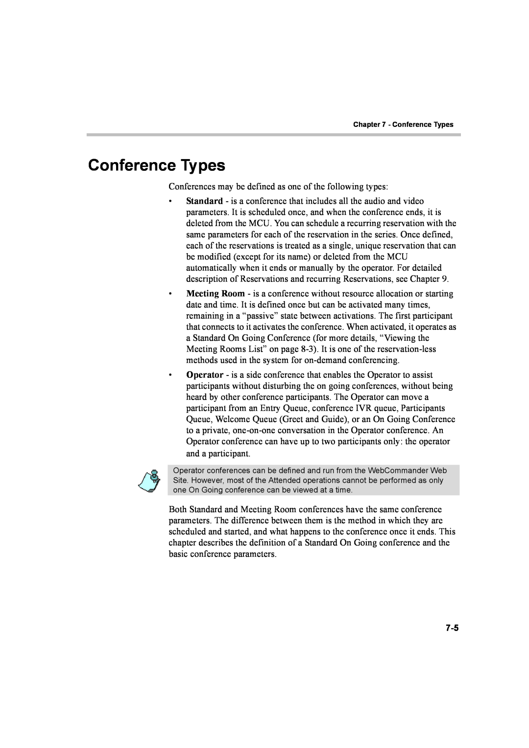 Polycom 8 manual Conference Types 