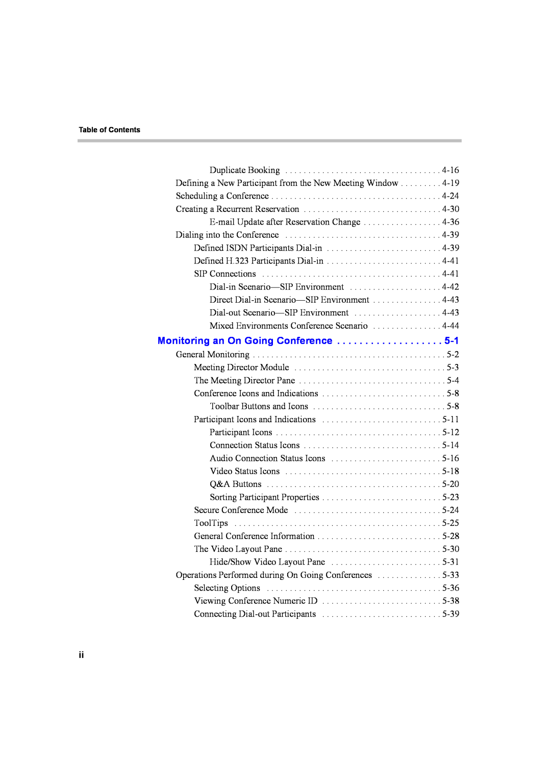 Polycom 8 manual Table of Contents 