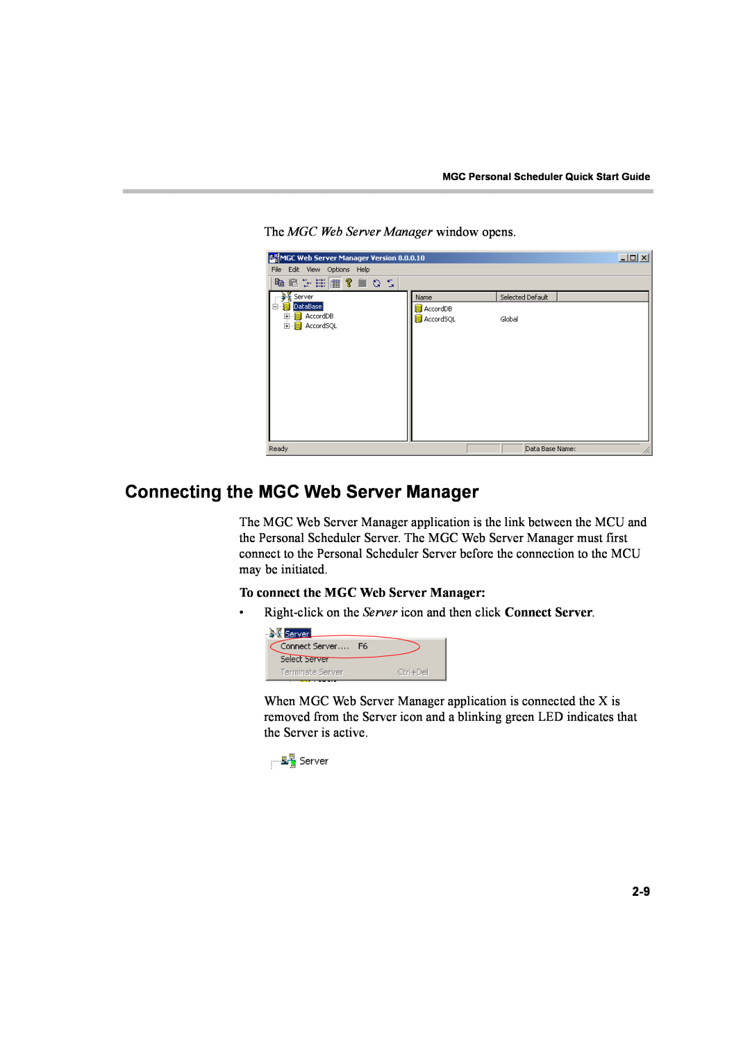 Polycom 8 quick start Connecting the MGC Web Server Manager, The MGC Web Server Manager window opens 