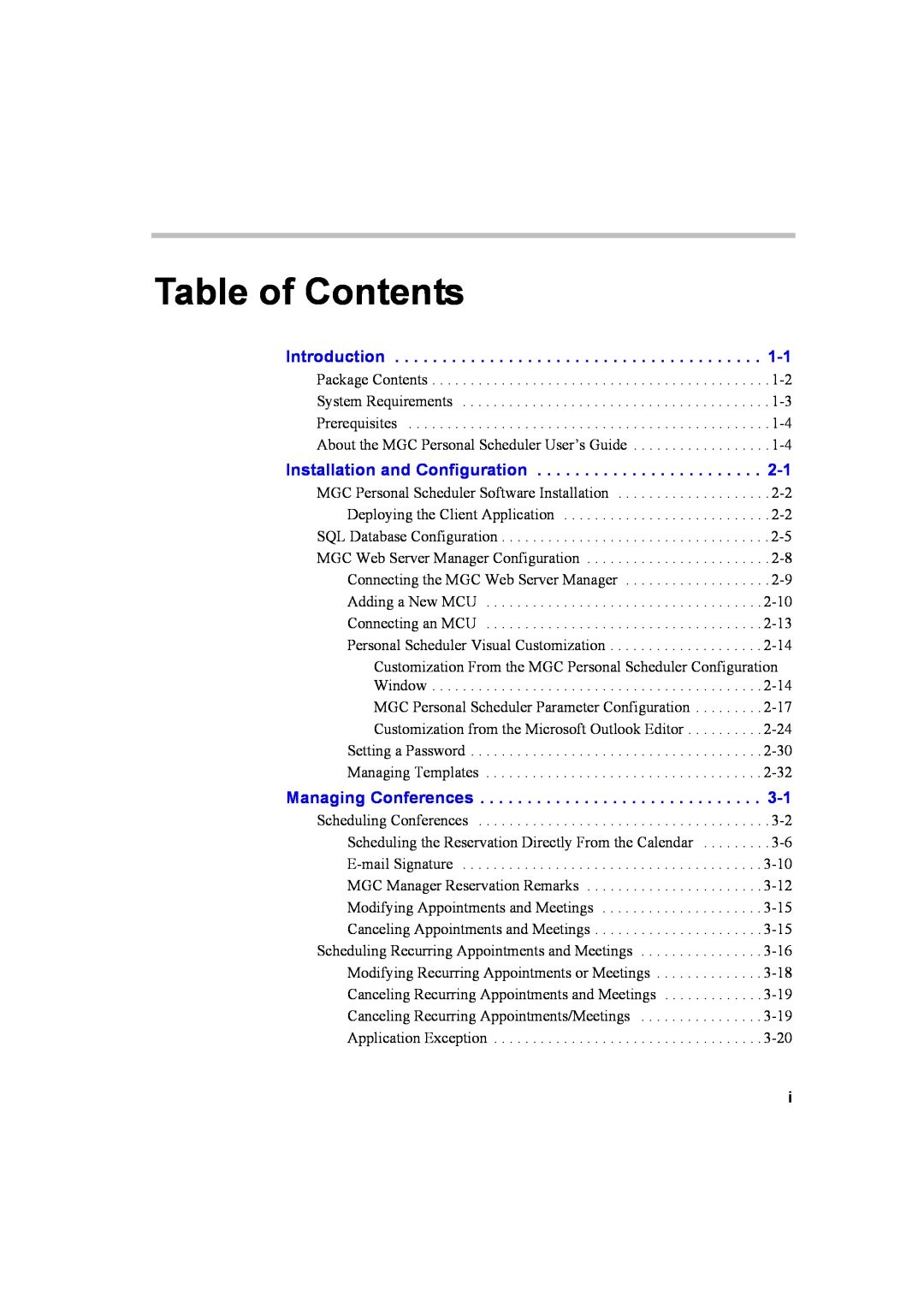 Polycom 8 quick start Table of Contents 