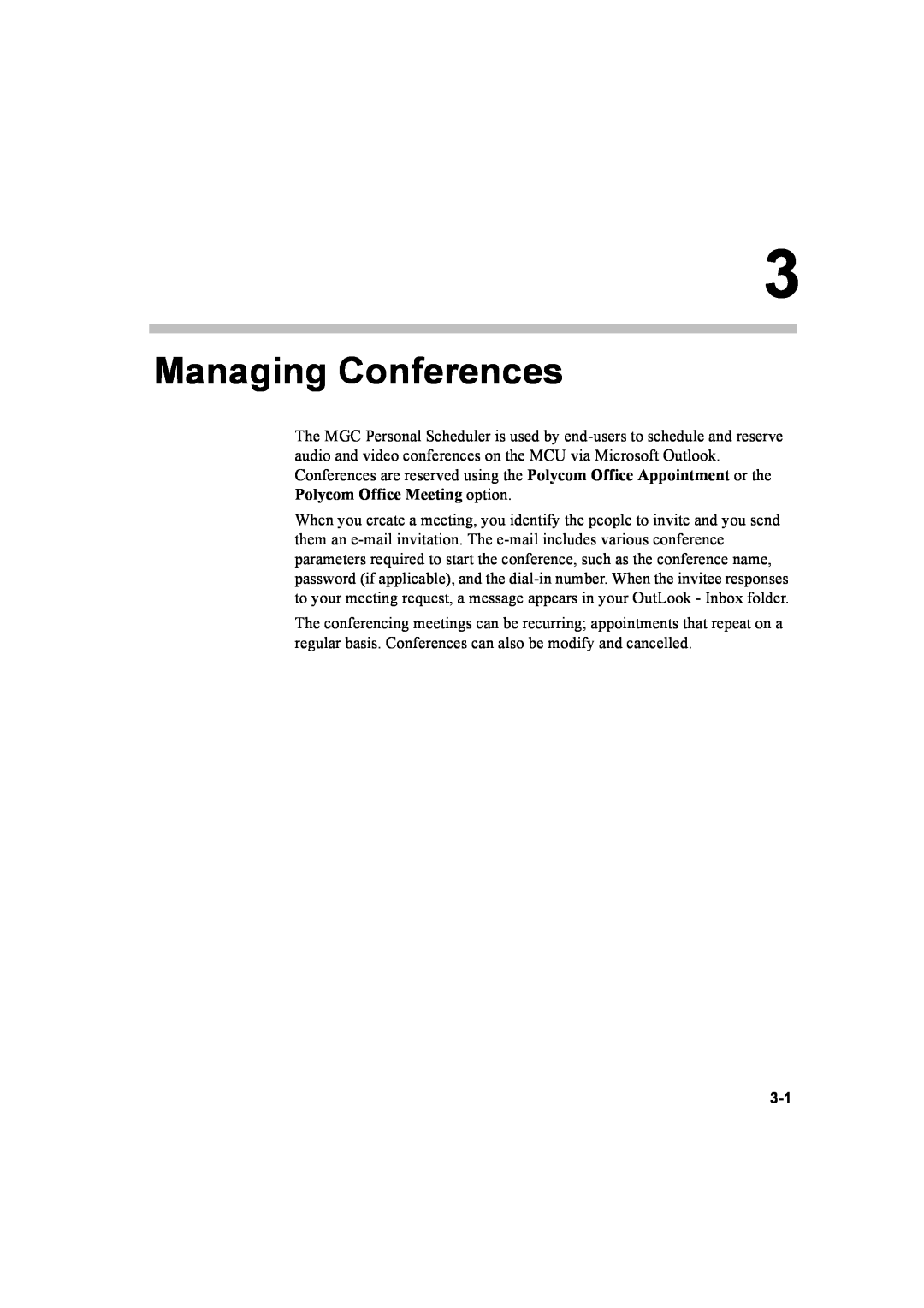 Polycom 8 quick start Managing Conferences 