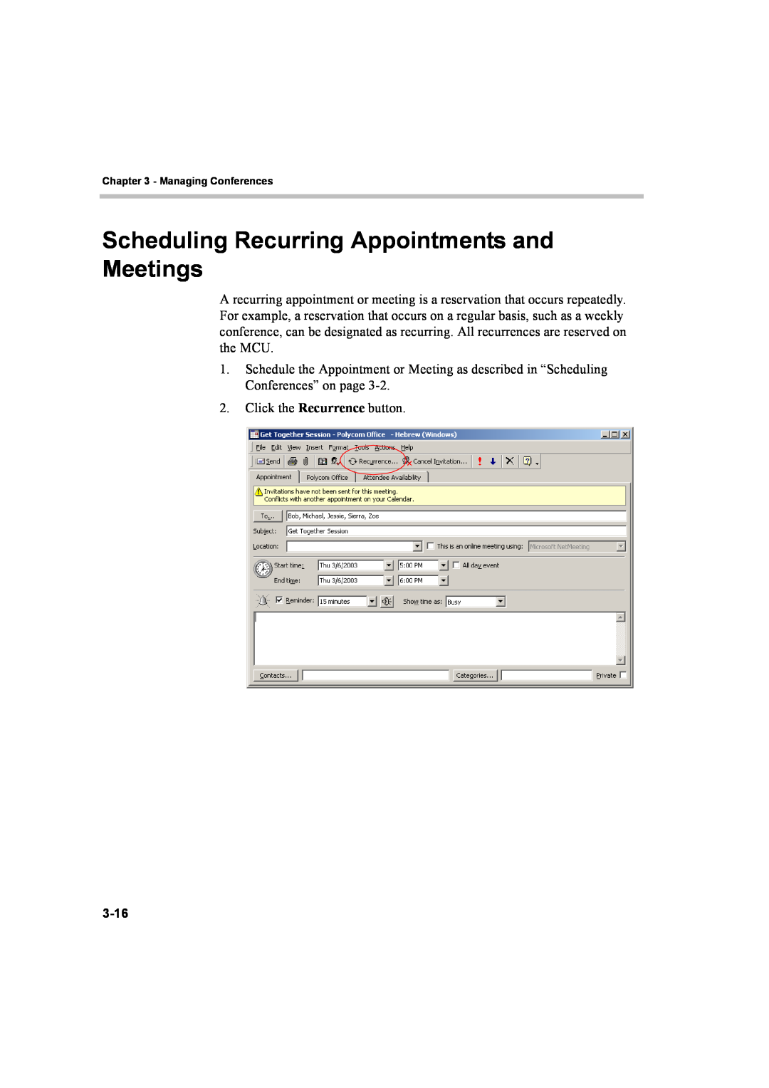 Polycom 8 quick start Scheduling Recurring Appointments and Meetings 