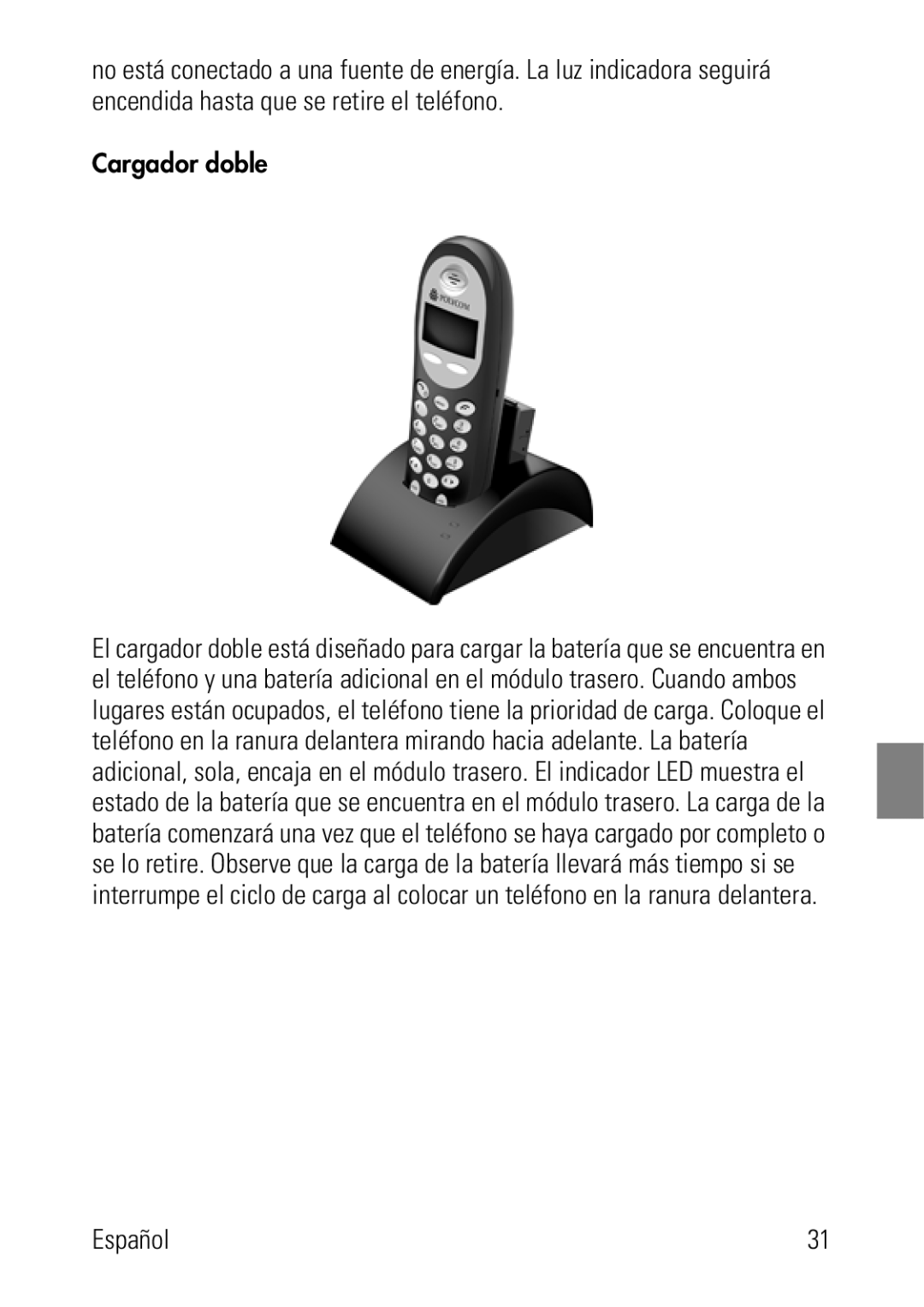 Polycom 8002 Series manual Cargador doble 