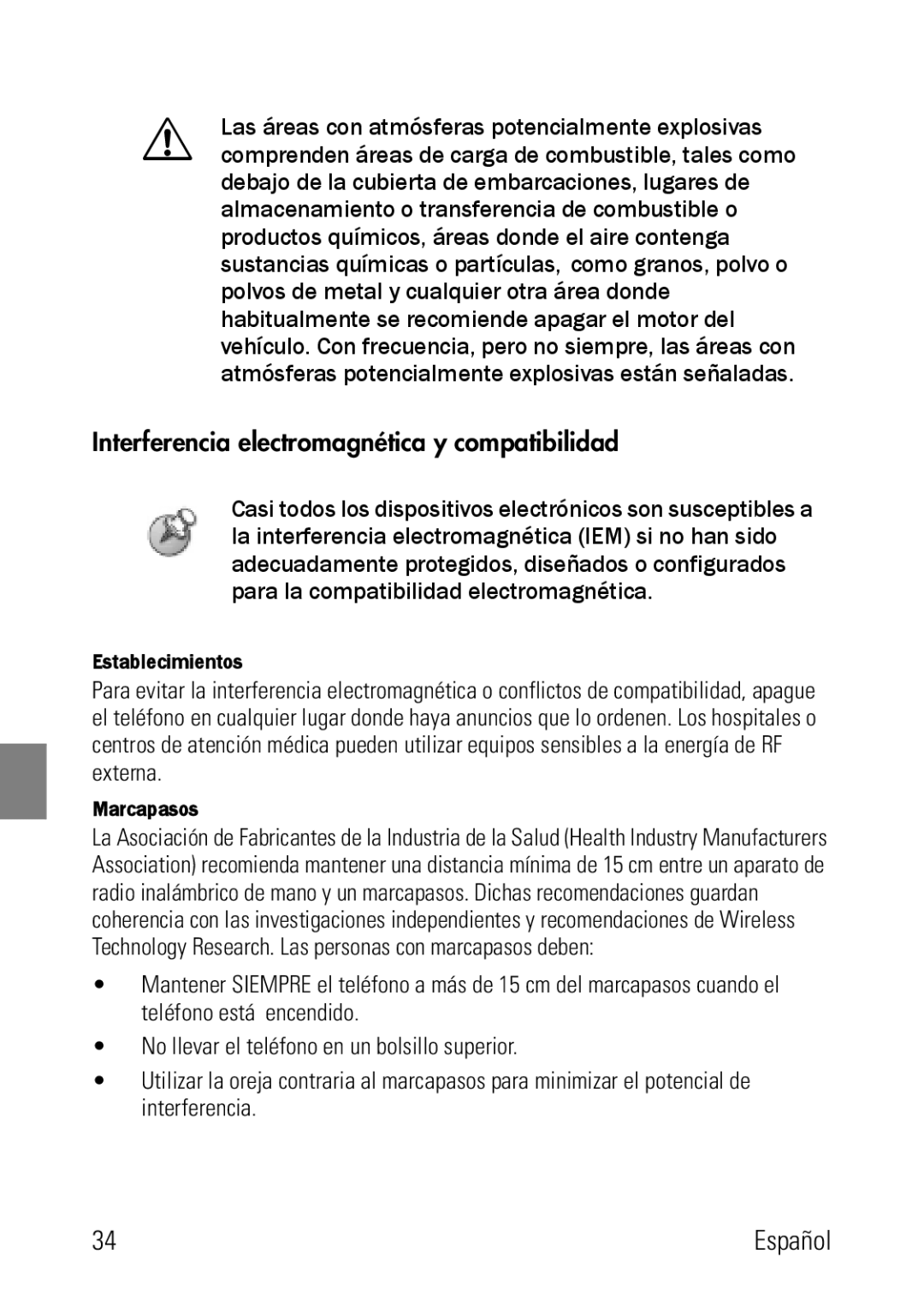 Polycom 8002 Series manual Interferencia electromagnética y compatibilidad, Establecimientos, Marcapasos 