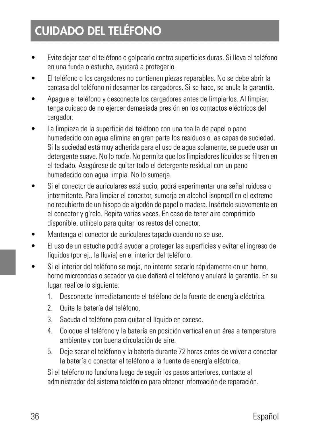 Polycom 8002 Series manual Cuidado DEL Teléfono, Mantenga el conector de auriculares tapado cuando no se use 