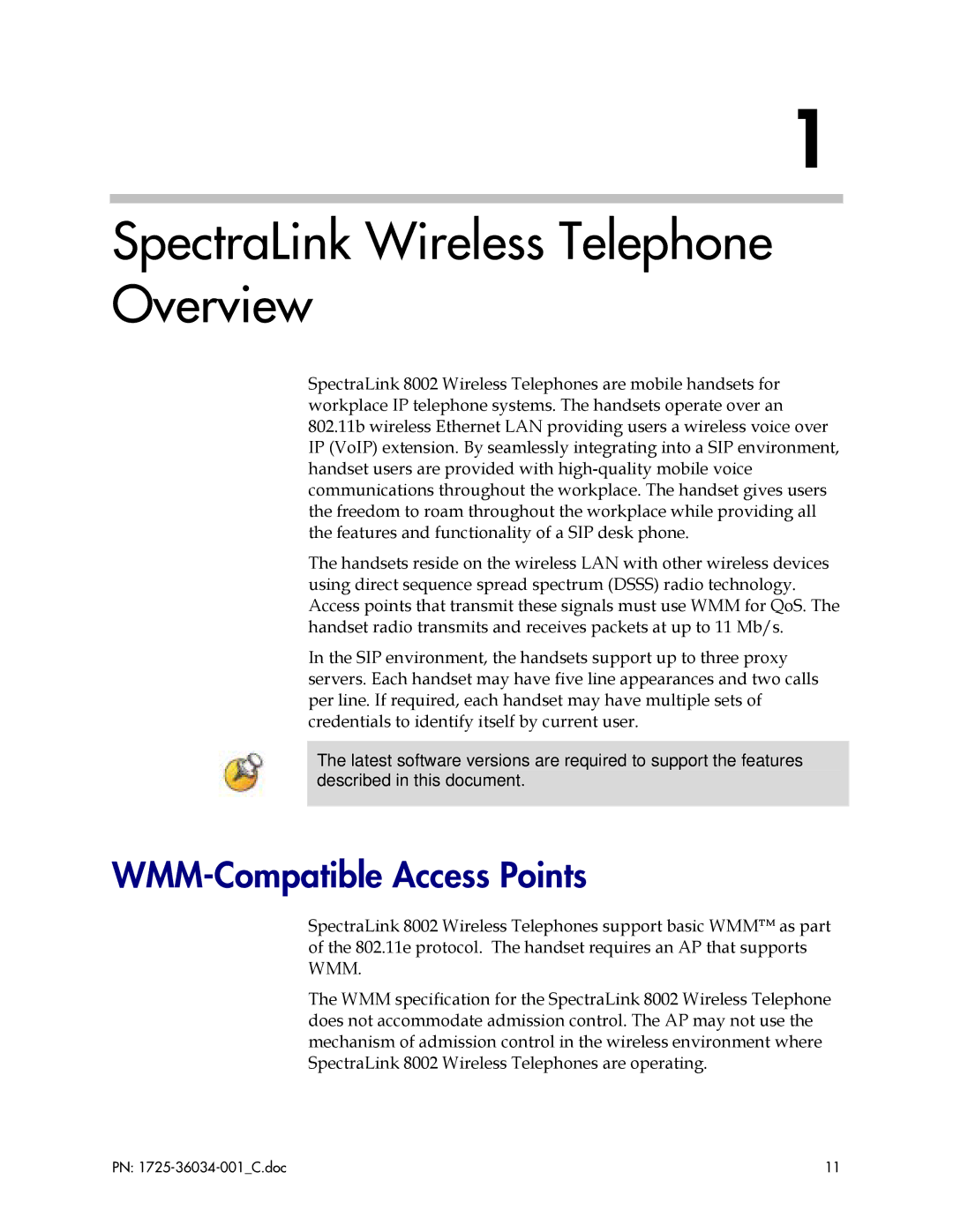 Polycom 8002 manual SpectraLink Wireless Telephone Overview, WMM-Compatible Access Points 