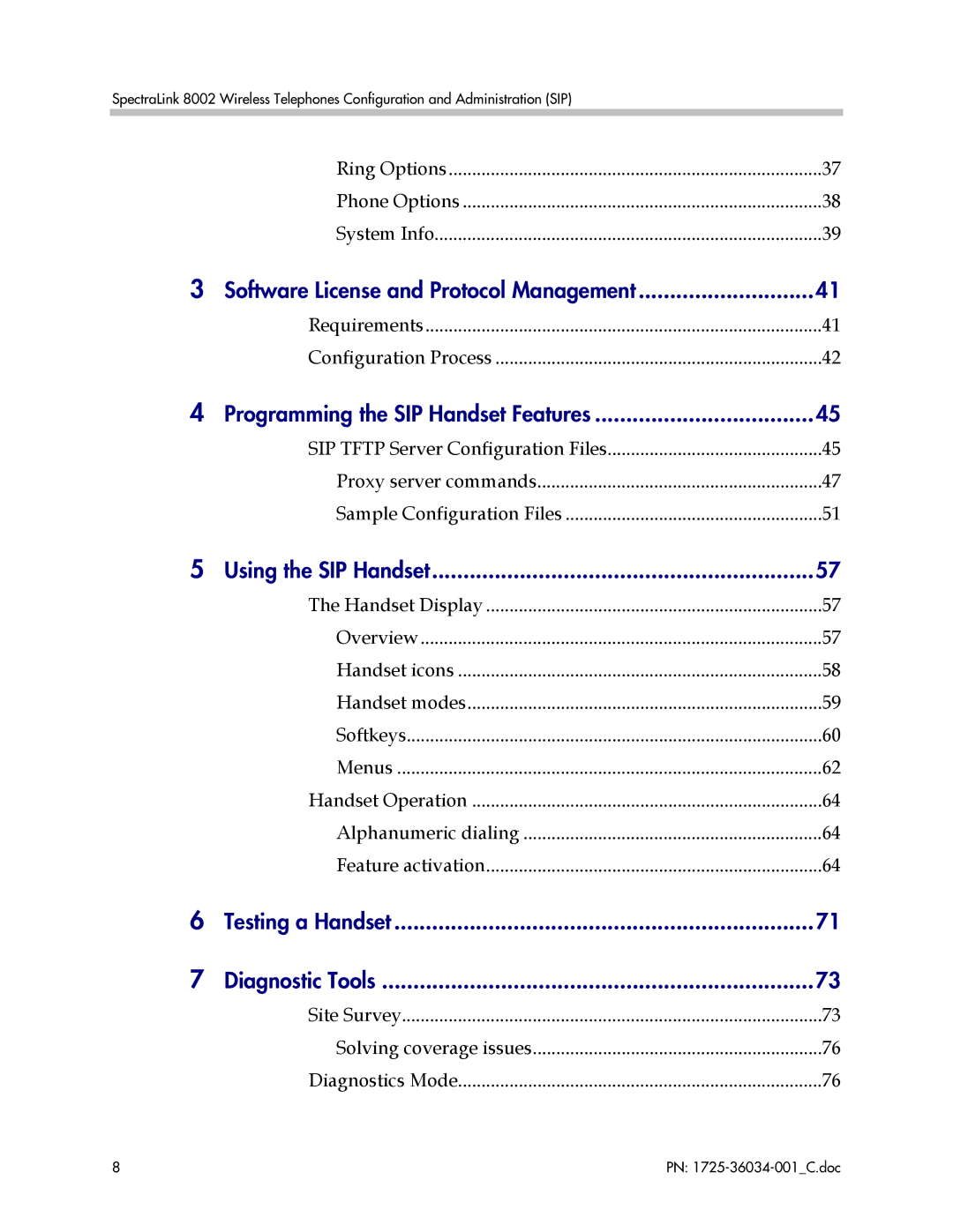 Polycom 8002 manual Software License and Protocol Management, Programming the SIP Handset Features, Using the SIP Handset 