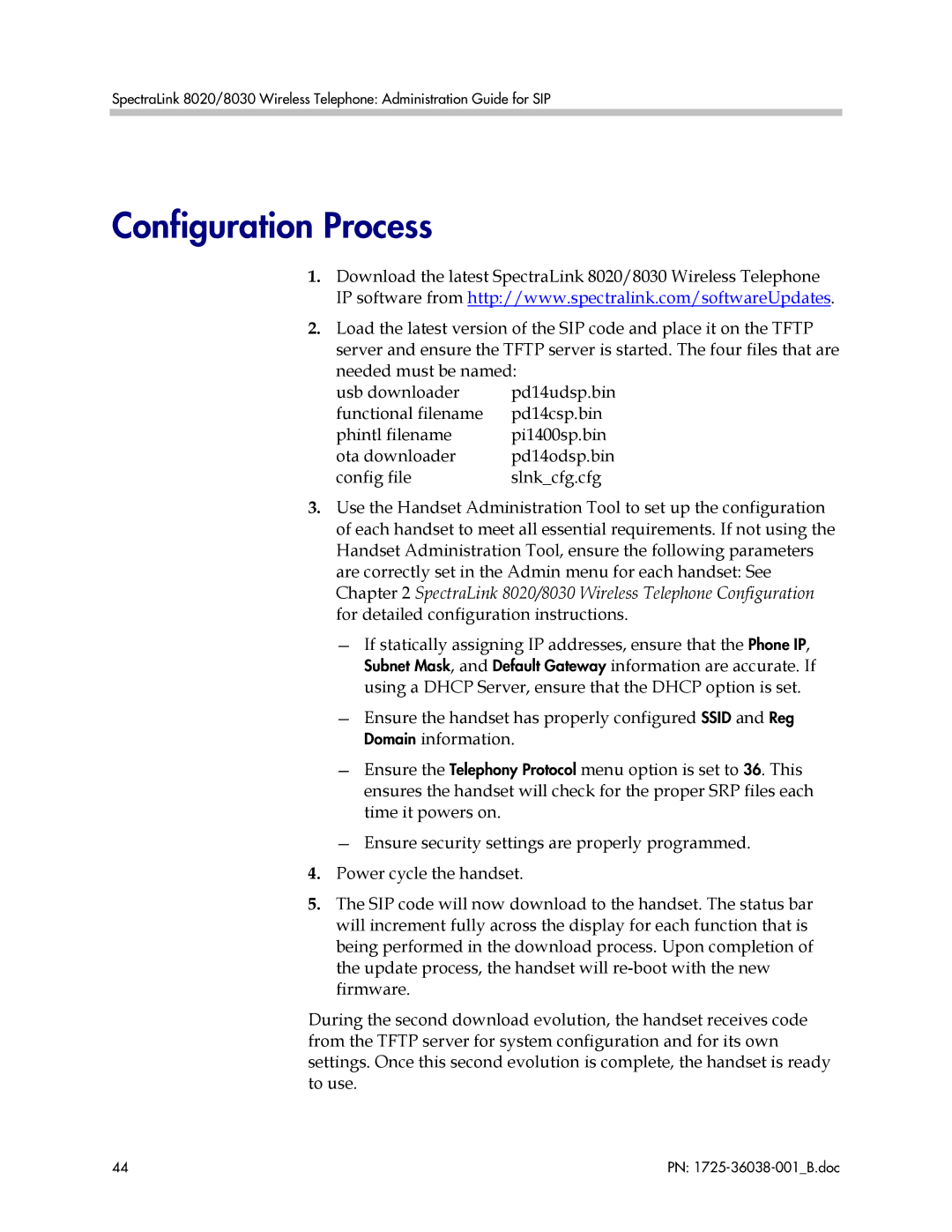 Polycom 1725-36038-001, 8020, 8030 manual Configuration Process 