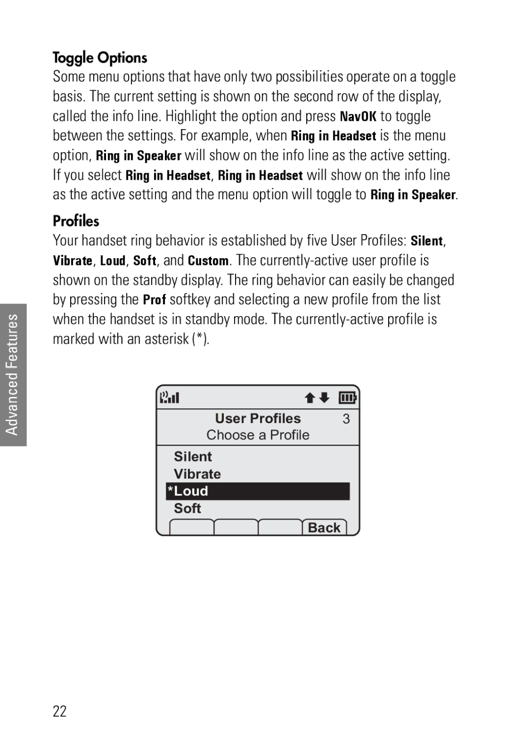 Polycom 8020, 8030 manual Toggle Options 