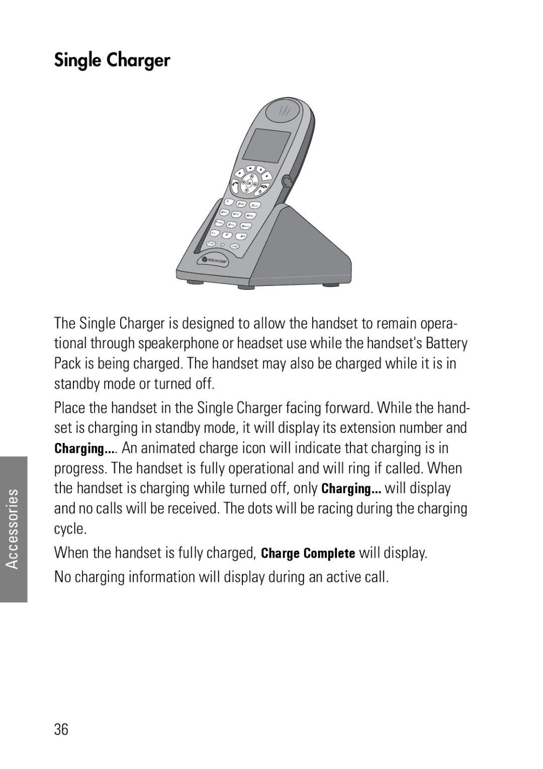 Polycom 8020, 8030 manual Single Charger 