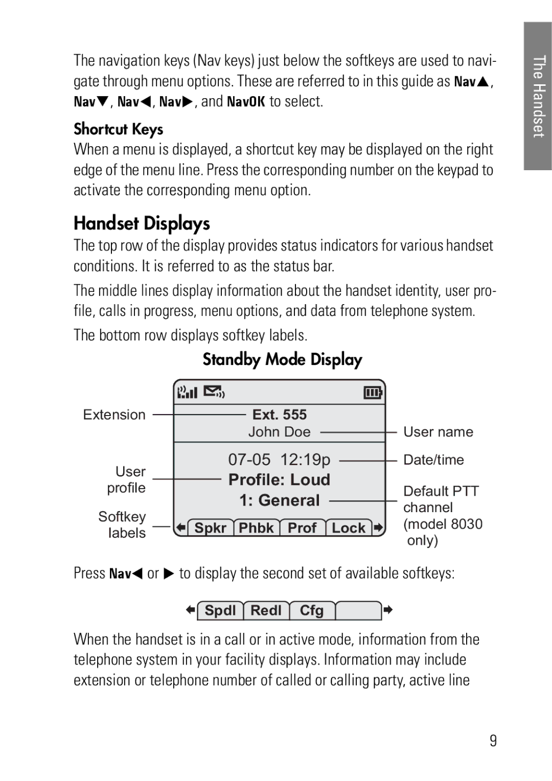 Polycom 8030, 8020 manual Handset Displays, Standby Mode Display 