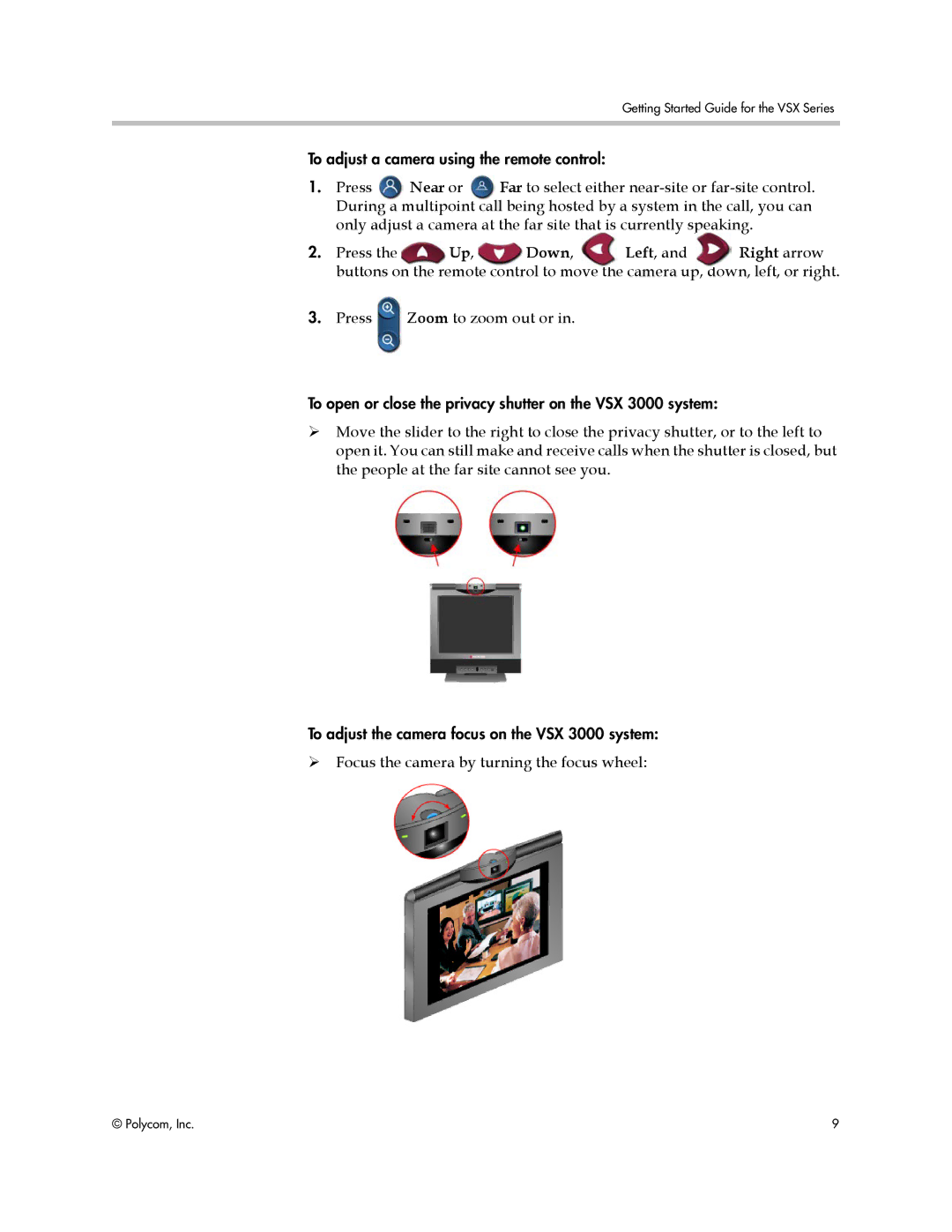 Polycom 9.0.6 manual  Focus the camera by turning the focus wheel 