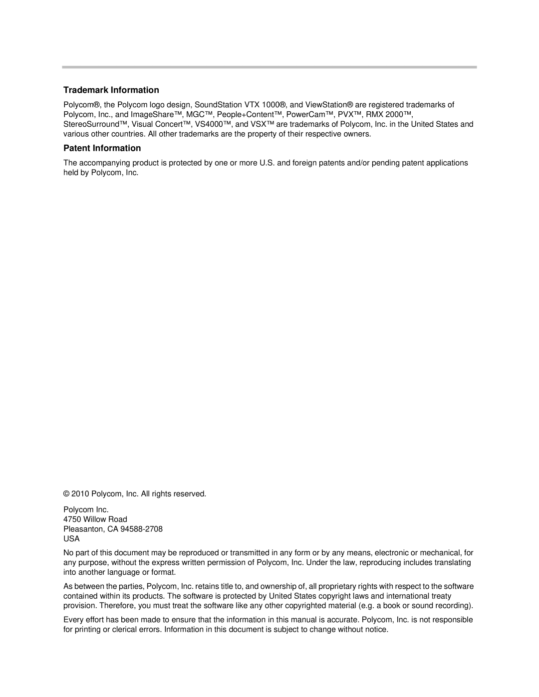 Polycom 9.0.6 manual Trademark Information 