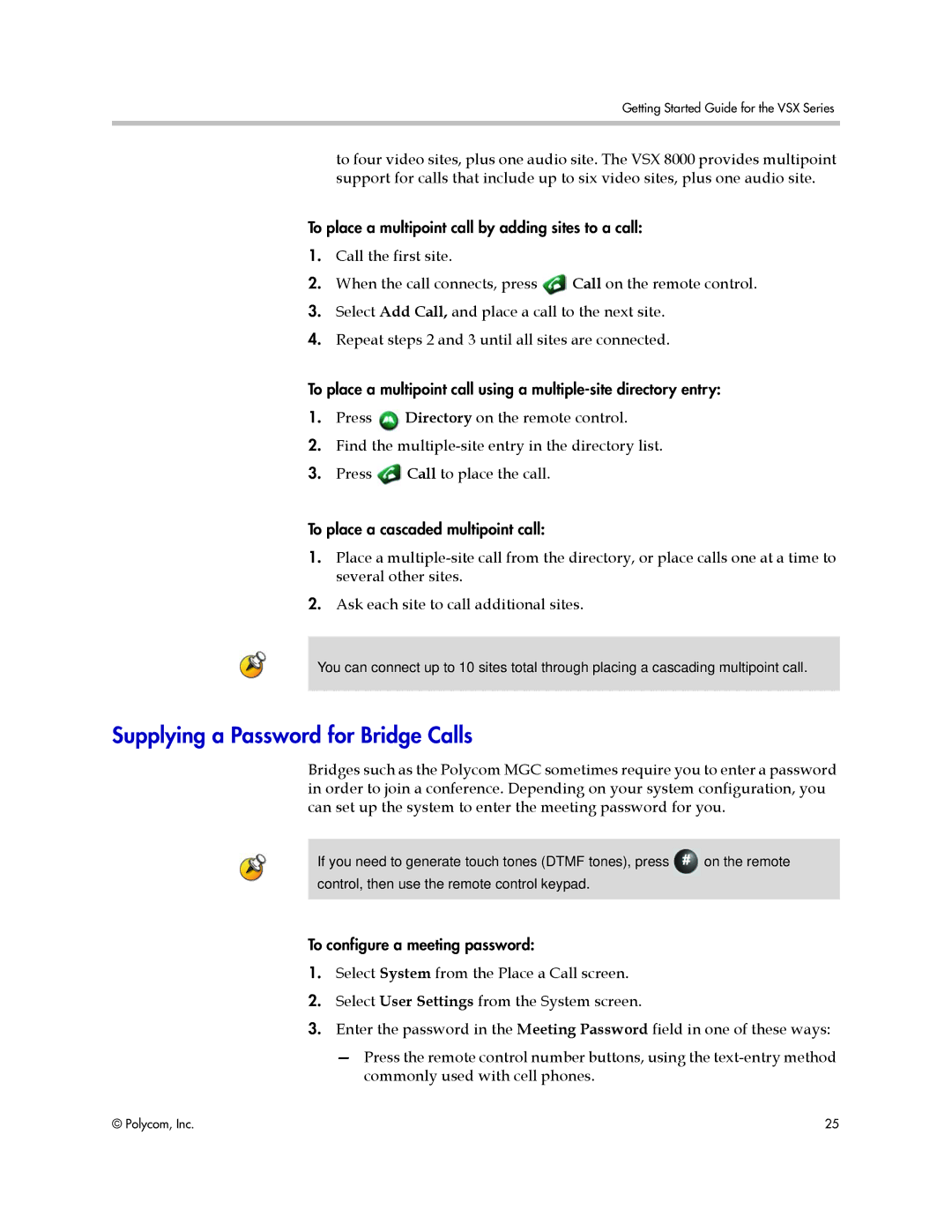 Polycom 9.0.6 manual Supplying a Password for Bridge Calls 