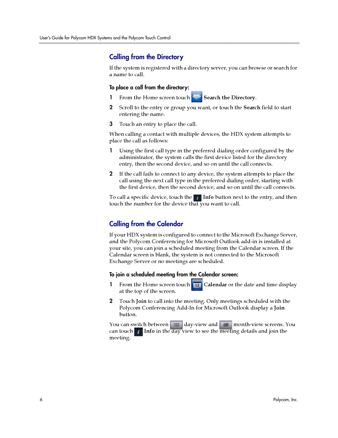 Polycom A, 3725-61794-005 manual Calling from the Directory, Calling from the Calendar 