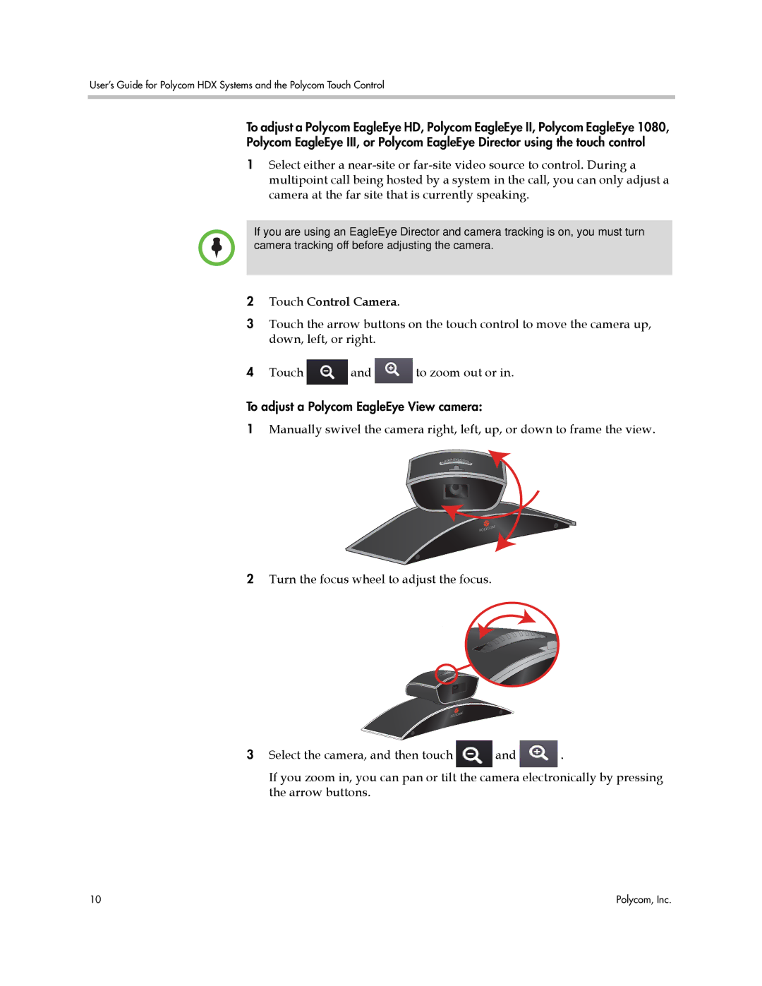 Polycom A, 3725-61794-005 manual Touch Control Camera 