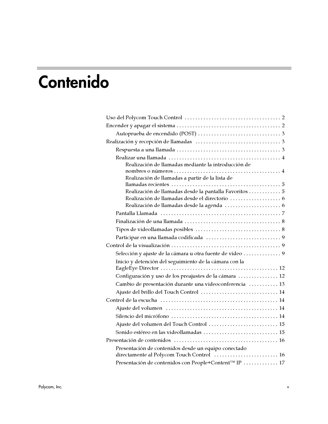 Polycom 3725-61955-004, A manual Contenido 