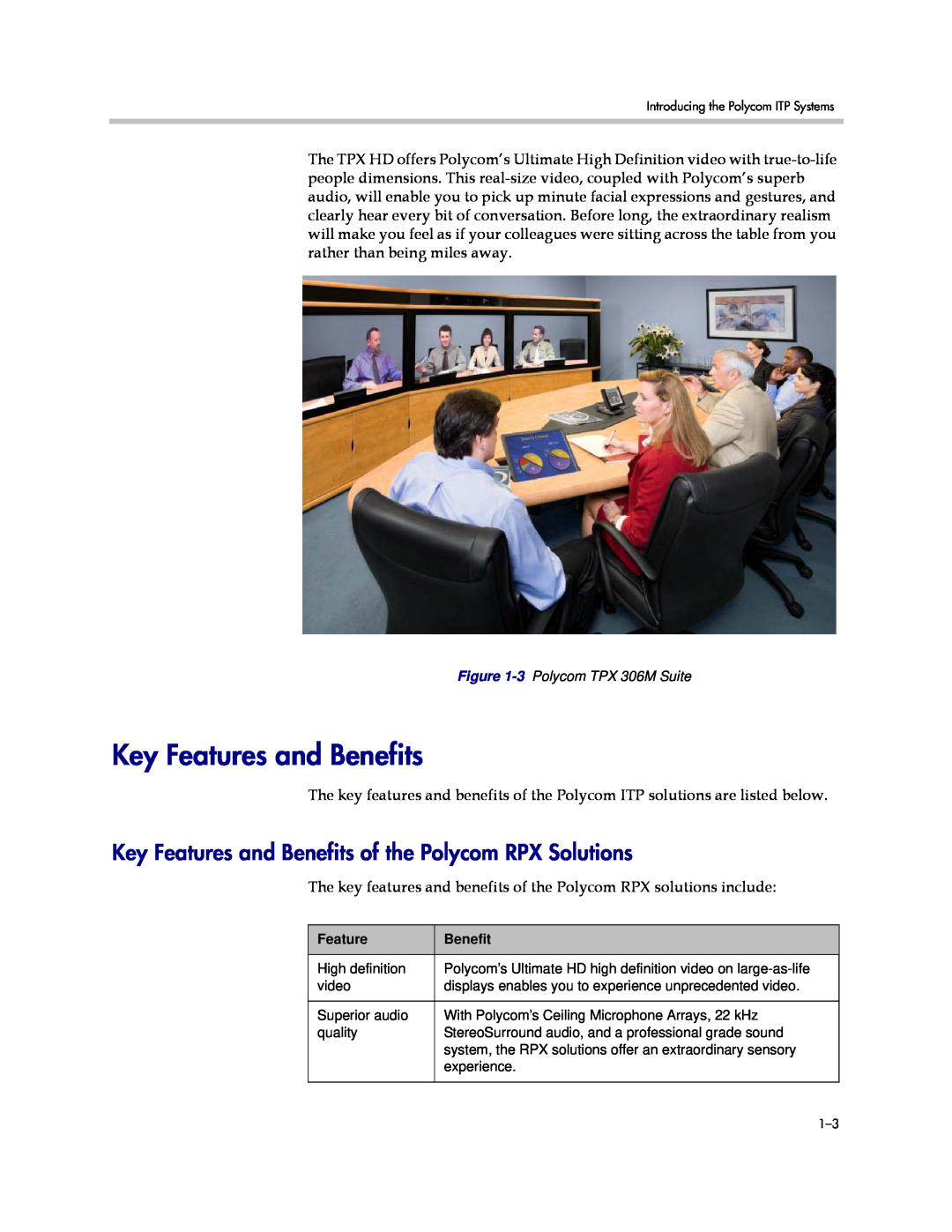 Polycom 3725-63211-002, A manual Key Features and Benefits of the Polycom RPX Solutions 